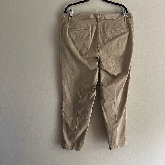 Talbots Sz 14 Tan Khaki Preppy Distressed Patches Relaxed Girlfriend Chino Pants - Picture 9 of 12